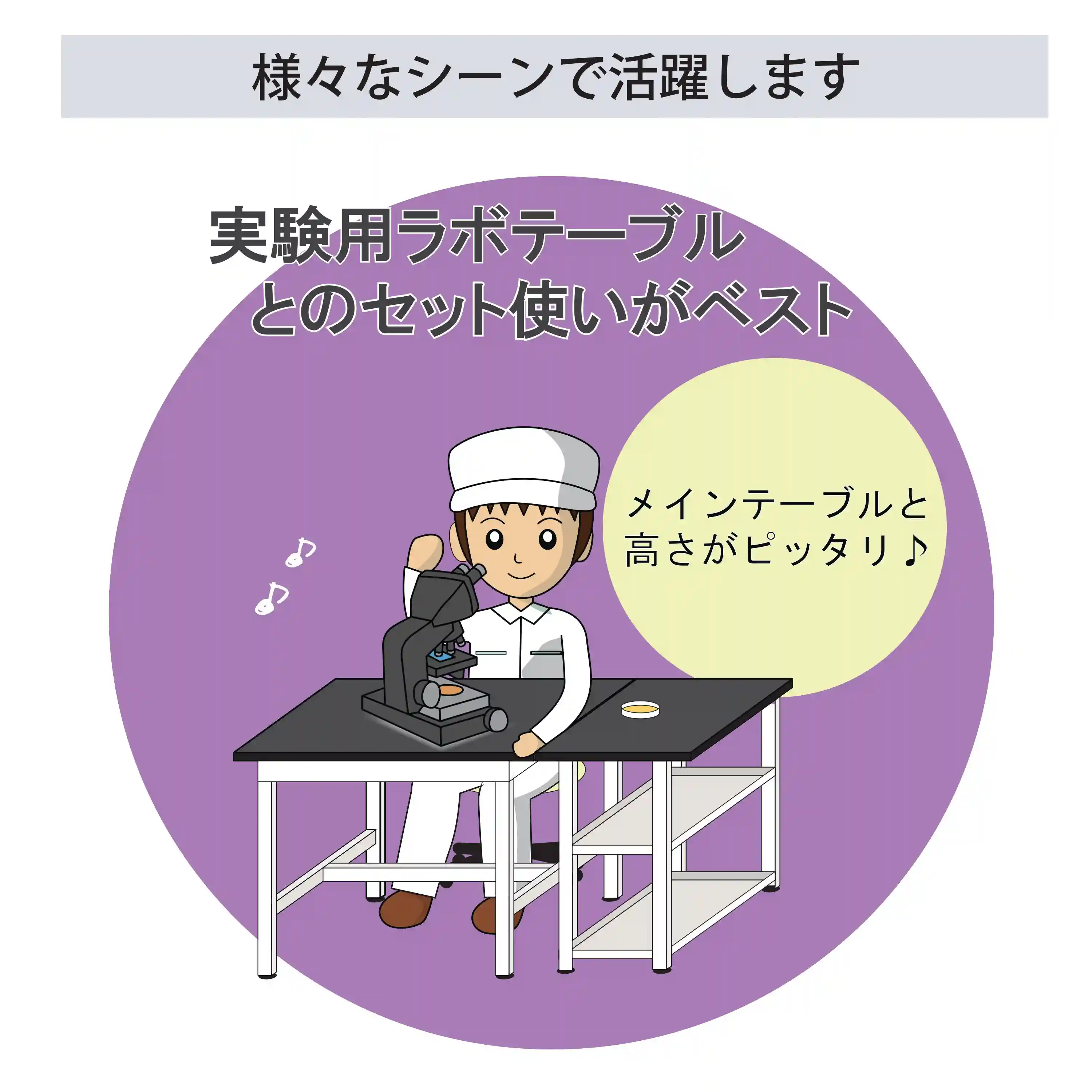 天板付きラボワゴン固定式 H738㎜